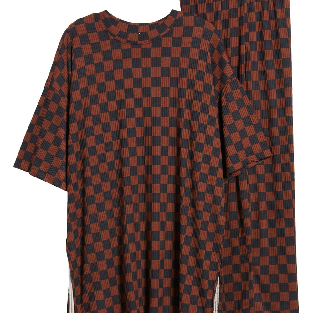 Dressed in LALA Brown and Black Checkered Wide-Leg Pants Set - Picture 8 of 13
